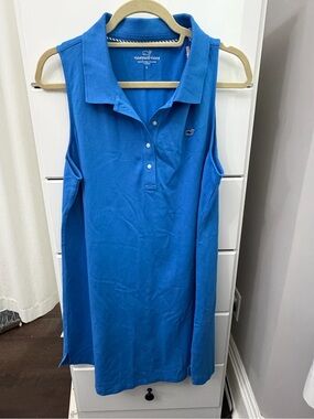NWT Vineyard Vines Hull Blue Sleeveless Pique Polo Dress LARGE